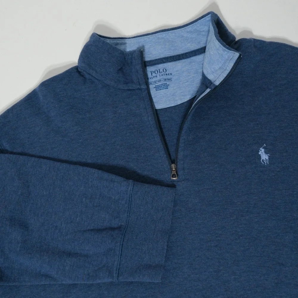 Polo Ralph Lauren Pullover Mens Large Blue Quarter Zip Long Sleeve Pony Preppy